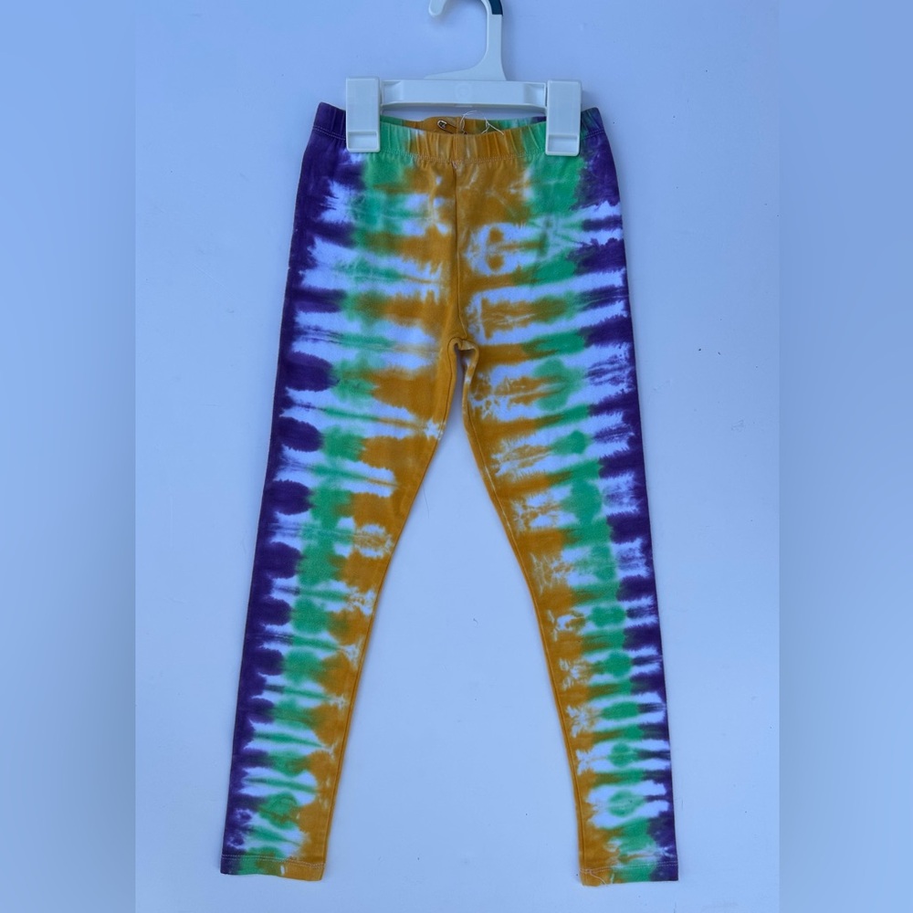 Mardi Gras Tie-Dye Kids Leggings